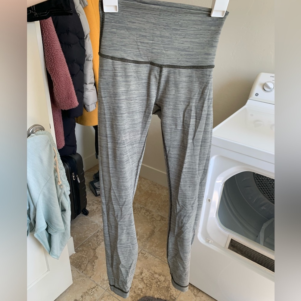 LULULEMON Dark Green Striped Leggings